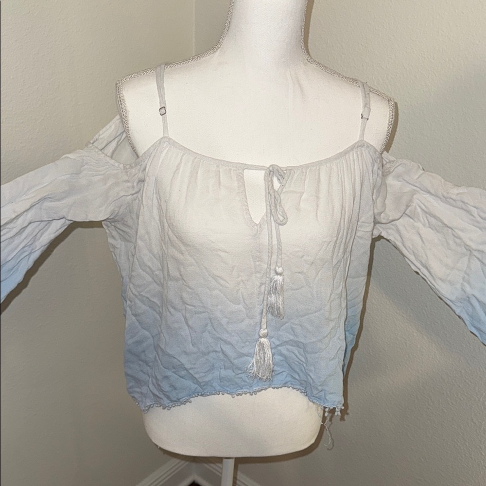 Design Lab Lord & Taylor White Crop Tie Front Blouse